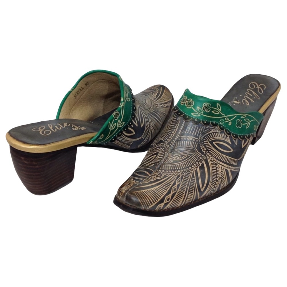 Elite By Corkys Scroll Mule Size 10 Leather Upper - image 1